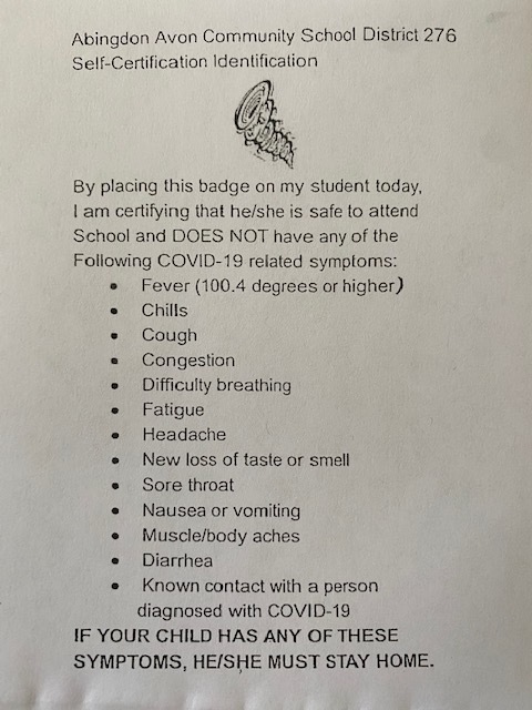 Single Covid-29 Symptom Screening Badge