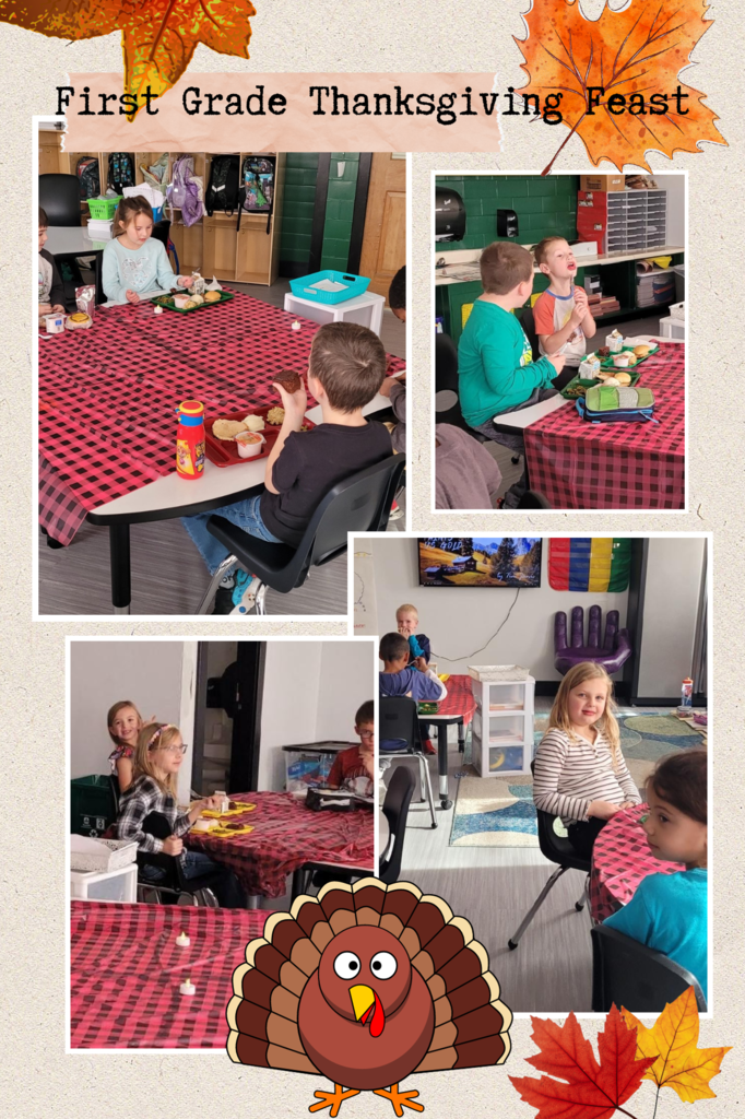 Mrs. Koll/Aydt's First Grade Celebrated Thanksgiving today with a Feast provided by HGS fabulous Cafe Crew.